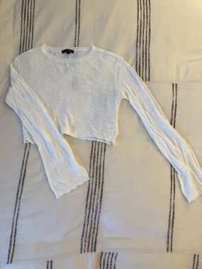 Cream Openwork Knit Top